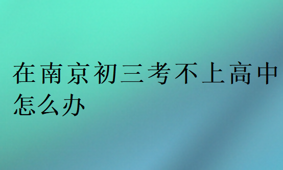 在南京初三考不上高中怎么辦