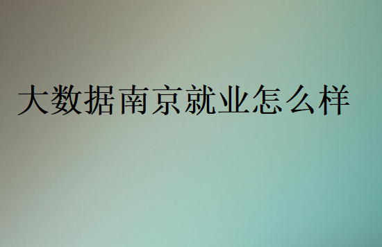 大數(shù)據(jù)南京就業(yè)怎么樣